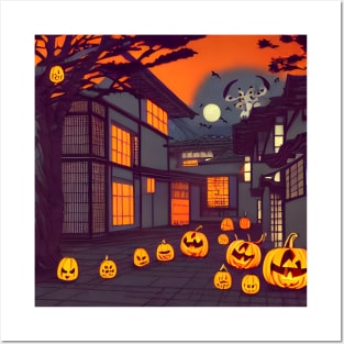 Halloween Ghost House with Pumpkins in the Patch Posters and Art